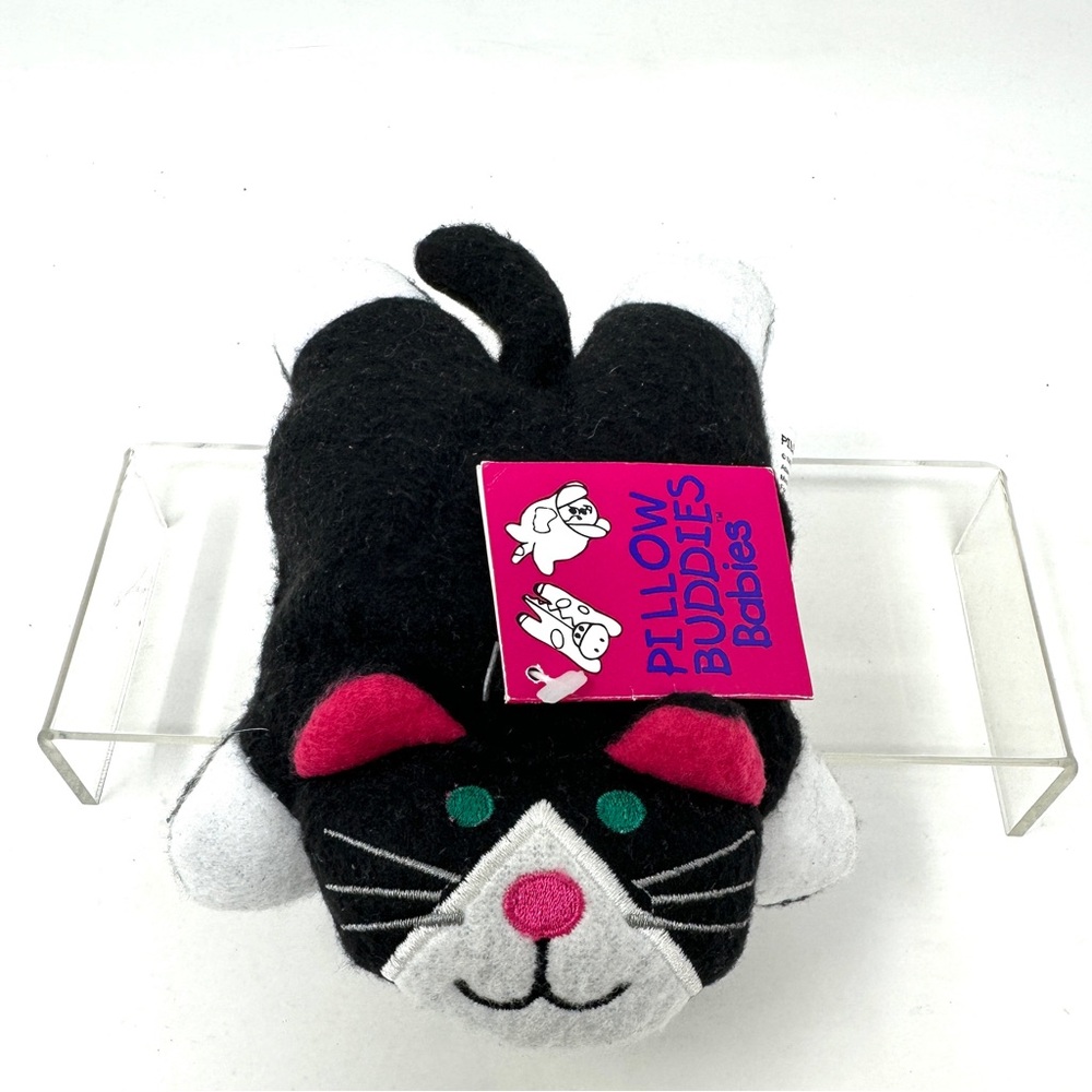 NEW 1997 Vintage Crown Crafts Pillow Buddies Babies Plush Kitty Cat Black White